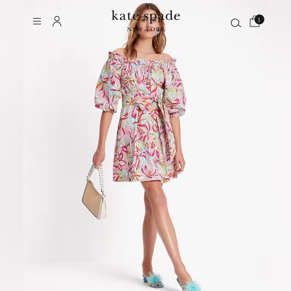 Kate Spade Anemone Floral Off the Shoulder Dress